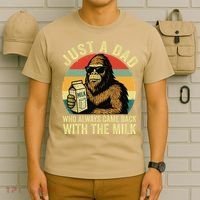 Bigfoot Papa Just A Dad Who Always Came Back With The Milk T-Shirt thumb 6