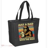 Bigfoot Papa Just A Dad Who Always Came Back With The Milk Tote Bag thumb 2