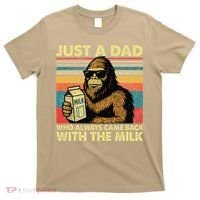 Bigfoot Papa Just A Dad Who Always Came Back With The Milk T-Shirt thumb 0