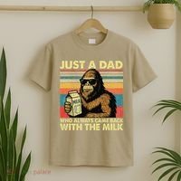 Bigfoot Papa Just A Dad Who Always Came Back With The Milk T-Shirt thumb 2