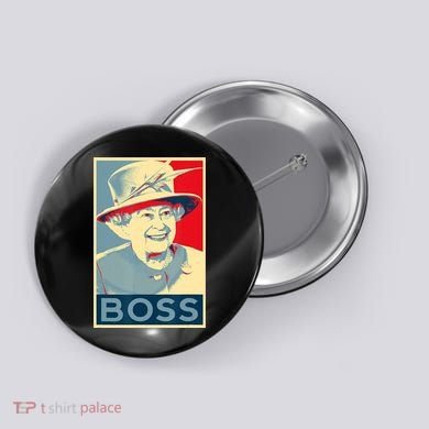 Boss Platinum Jubilee Queen Elizabeth Retro Button