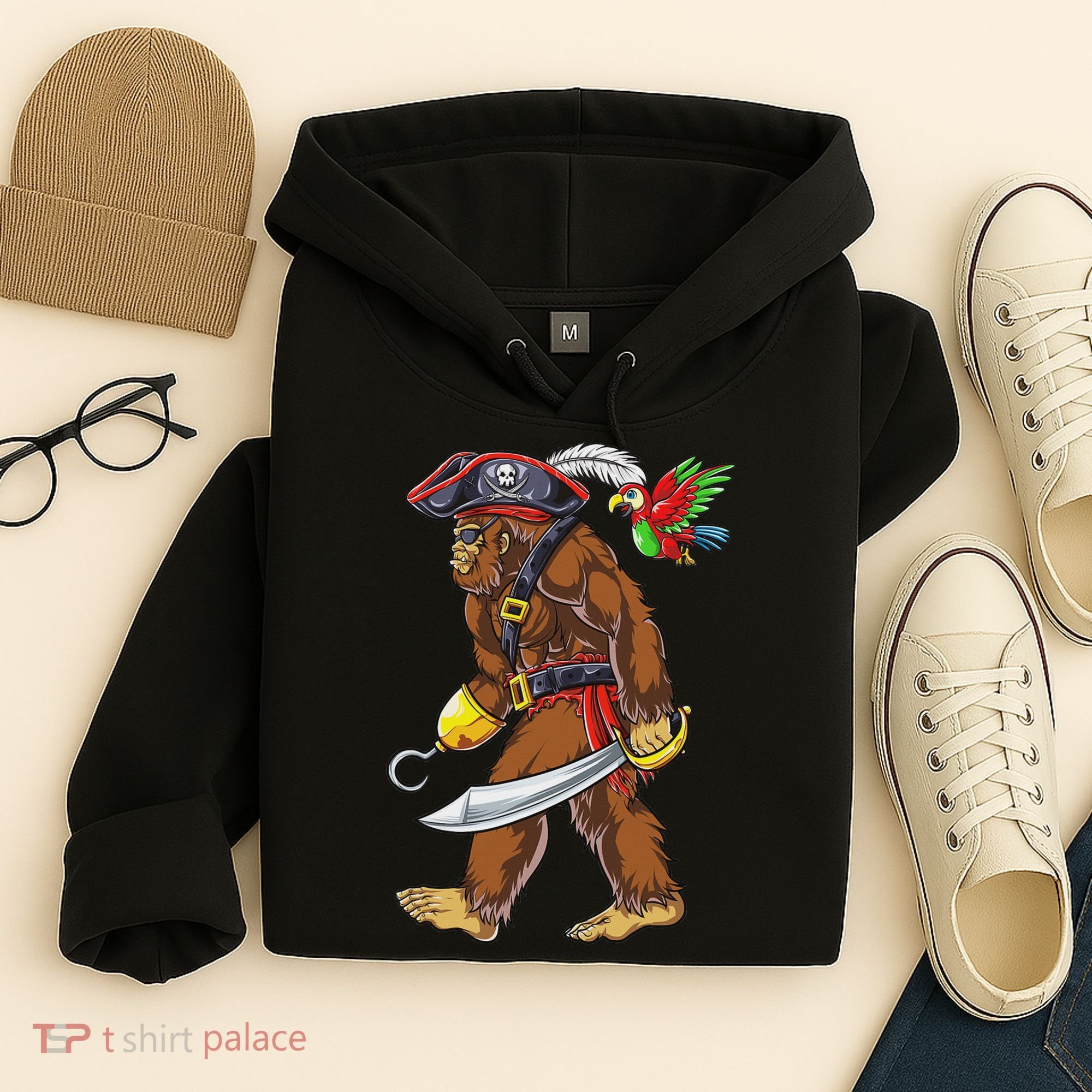 Bigfoot Pirate Jolly Roger Costume Sasquatch Hoodie
