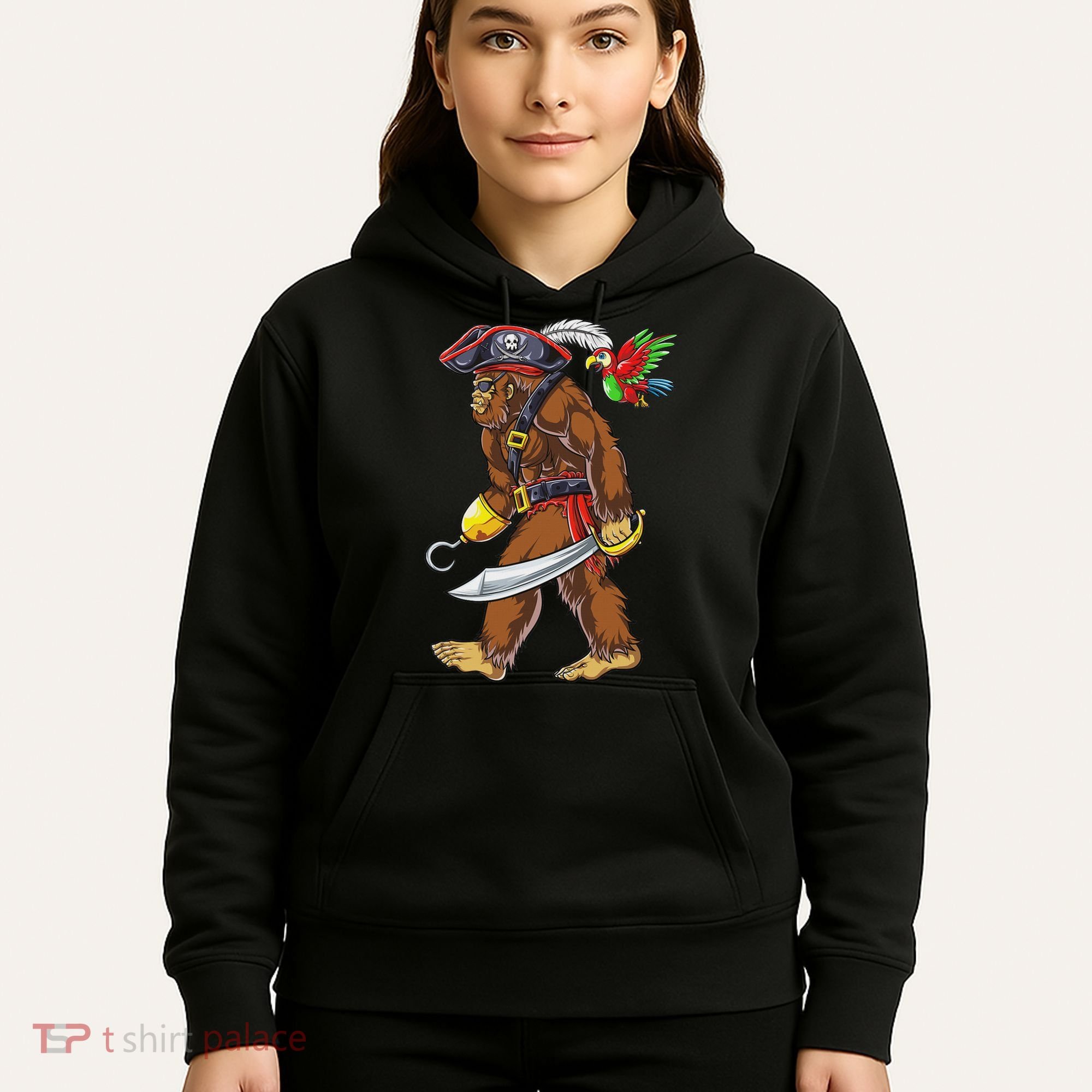 Bigfoot Pirate Jolly Roger Costume Sasquatch Hoodie