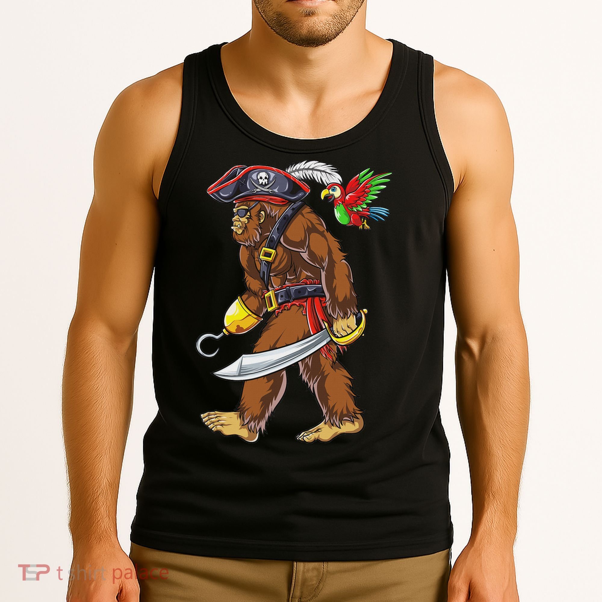 Bigfoot Pirate Jolly Roger Costume Sasquatch Tank Top