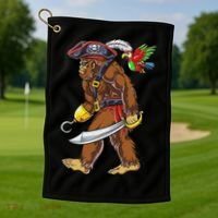 Bigfoot Pirate Jolly Roger Costume Sasquatch Golf Towel thumb 1