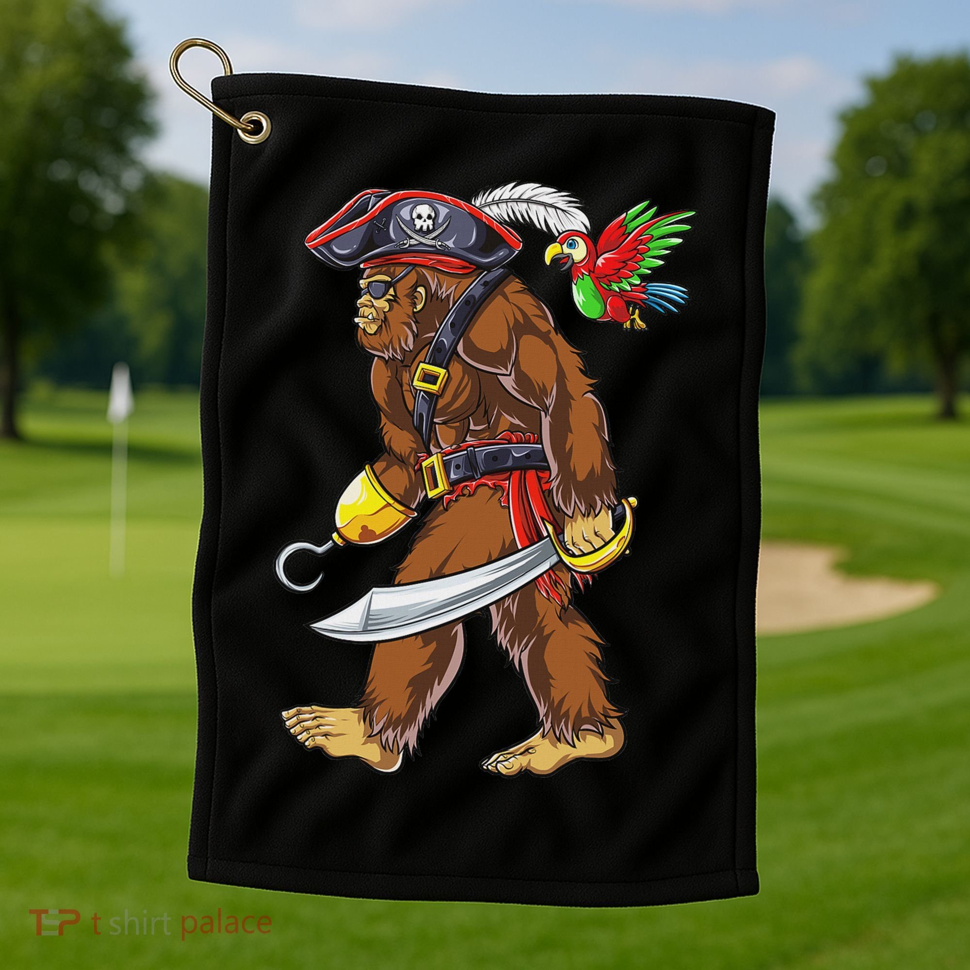 Bigfoot Pirate Jolly Roger Costume Sasquatch Golf Towel