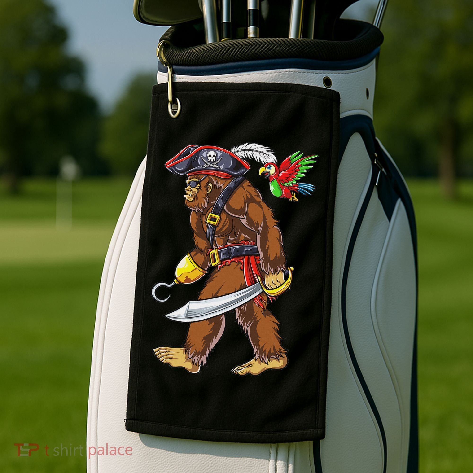 Bigfoot Pirate Jolly Roger Costume Sasquatch Golf Towel