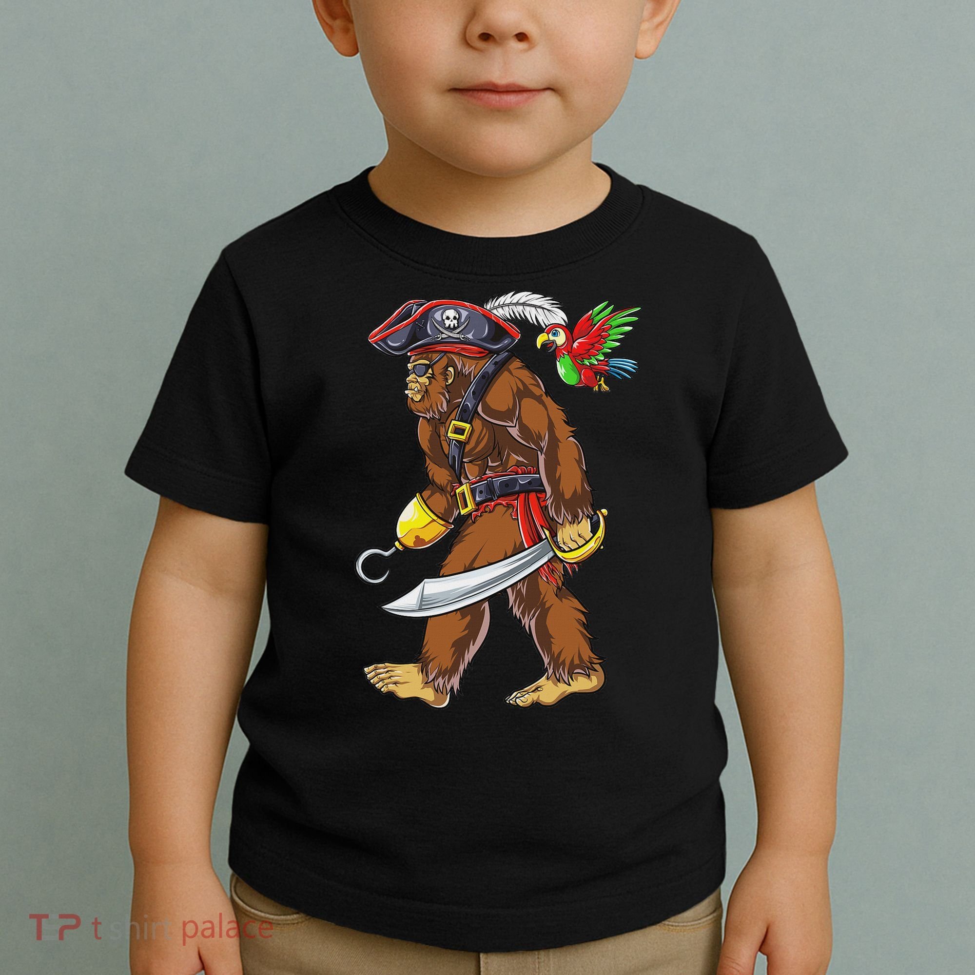 Bigfoot Pirate Jolly Roger Costume Sasquatch Toddler T-Shirt