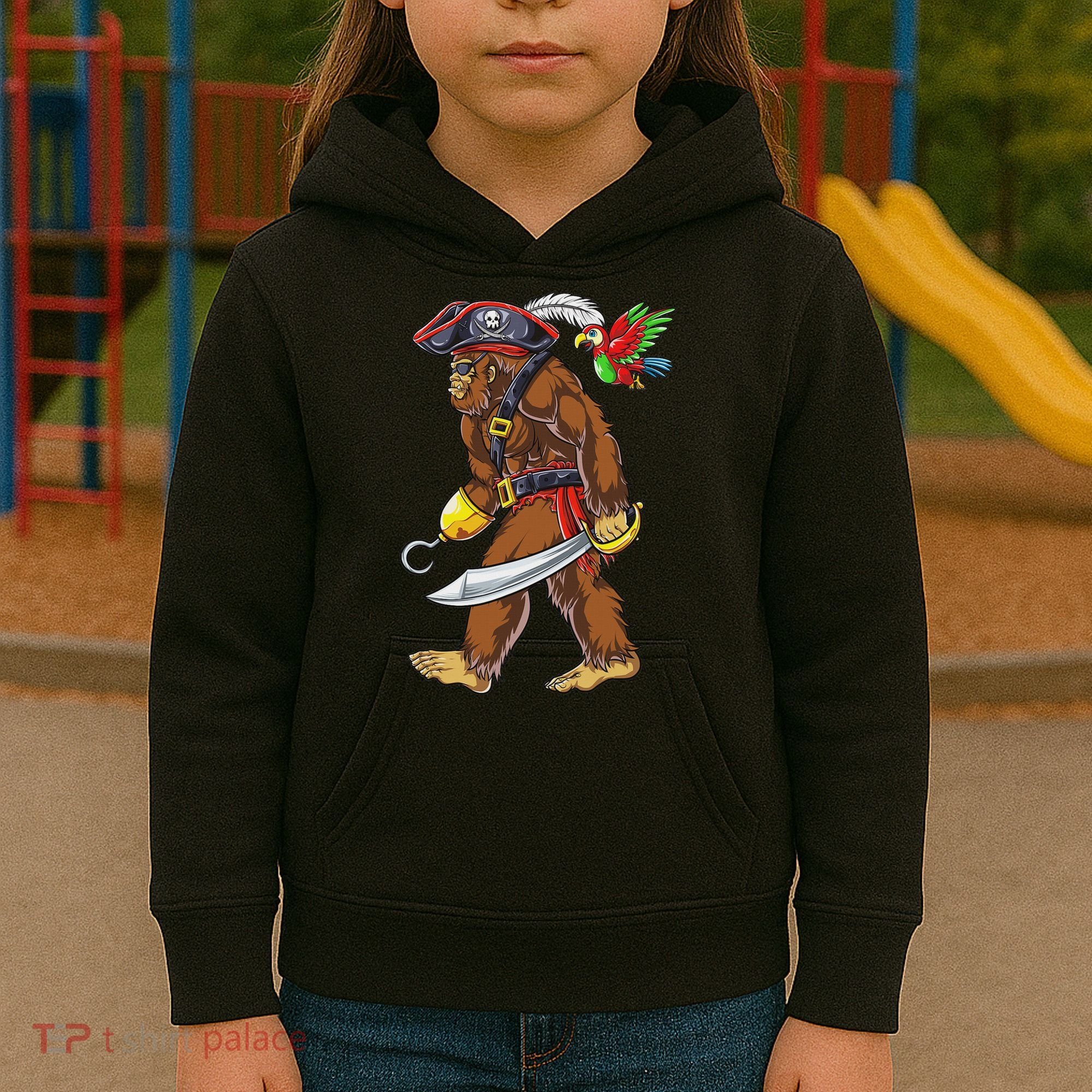 Bigfoot Pirate Jolly Roger Costume Sasquatch Kids Hoodie