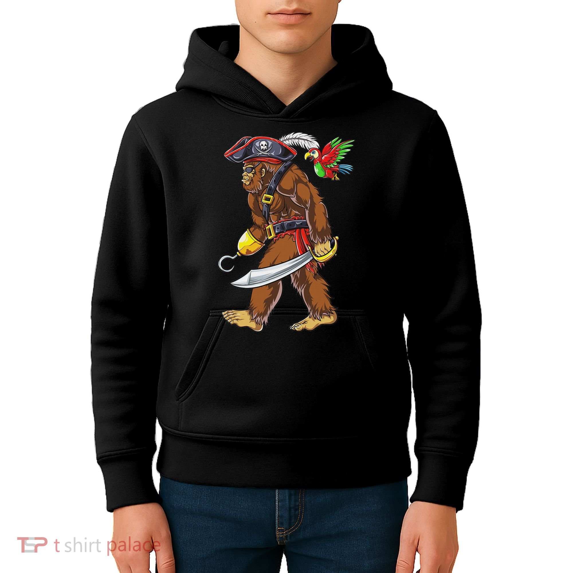 Bigfoot Pirate Jolly Roger Costume Sasquatch Kids Hoodie
