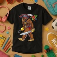 Bigfoot Pirate Jolly Roger Costume Sasquatch Kids T-Shirt thumb 3