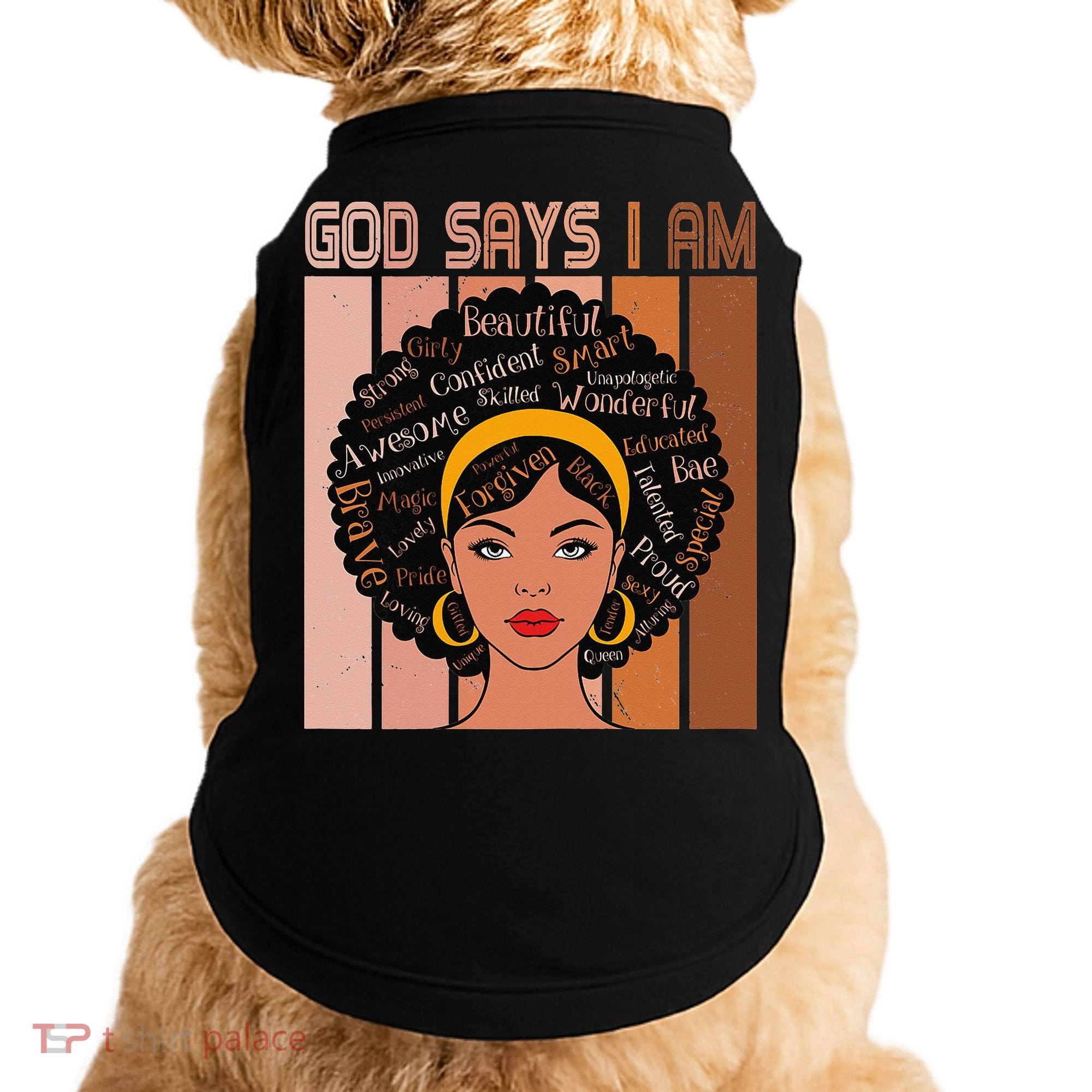 Black Powerful Juneteenth African American God Says I Am Doggie Tank