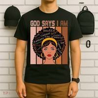 Black Powerful Juneteenth African American God Says I Am T-Shirt thumb 6