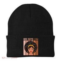 Black Powerful Juneteenth African American God Says I Am Beanie thumb 0