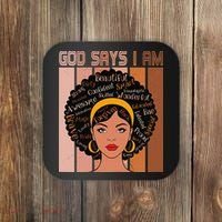 Black Powerful Juneteenth African American God Says I Am Coaster thumb 0