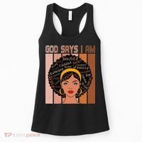 Black Powerful Juneteenth African American God Says I Am Women's Tank Top thumb 0