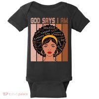 Black Powerful Juneteenth African American God Says I Am Baby Bodysuit thumb 0