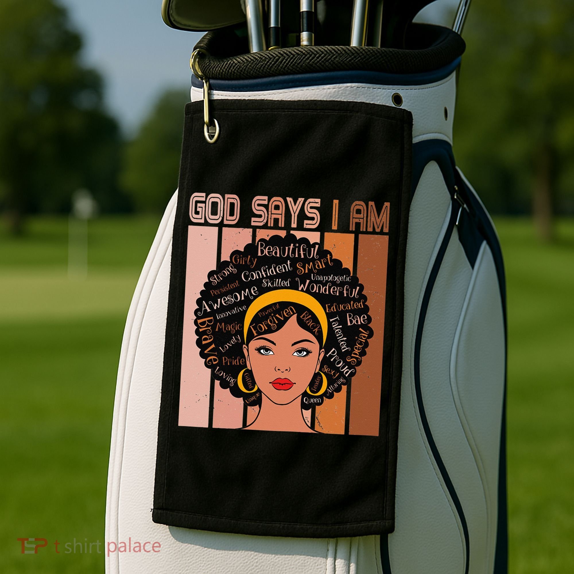 Black Powerful Juneteenth African American God Says I Am Golf Towel
