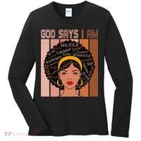 Black Powerful Juneteenth African American God Says I Am Women's Long Sleeve Shirt thumb 0