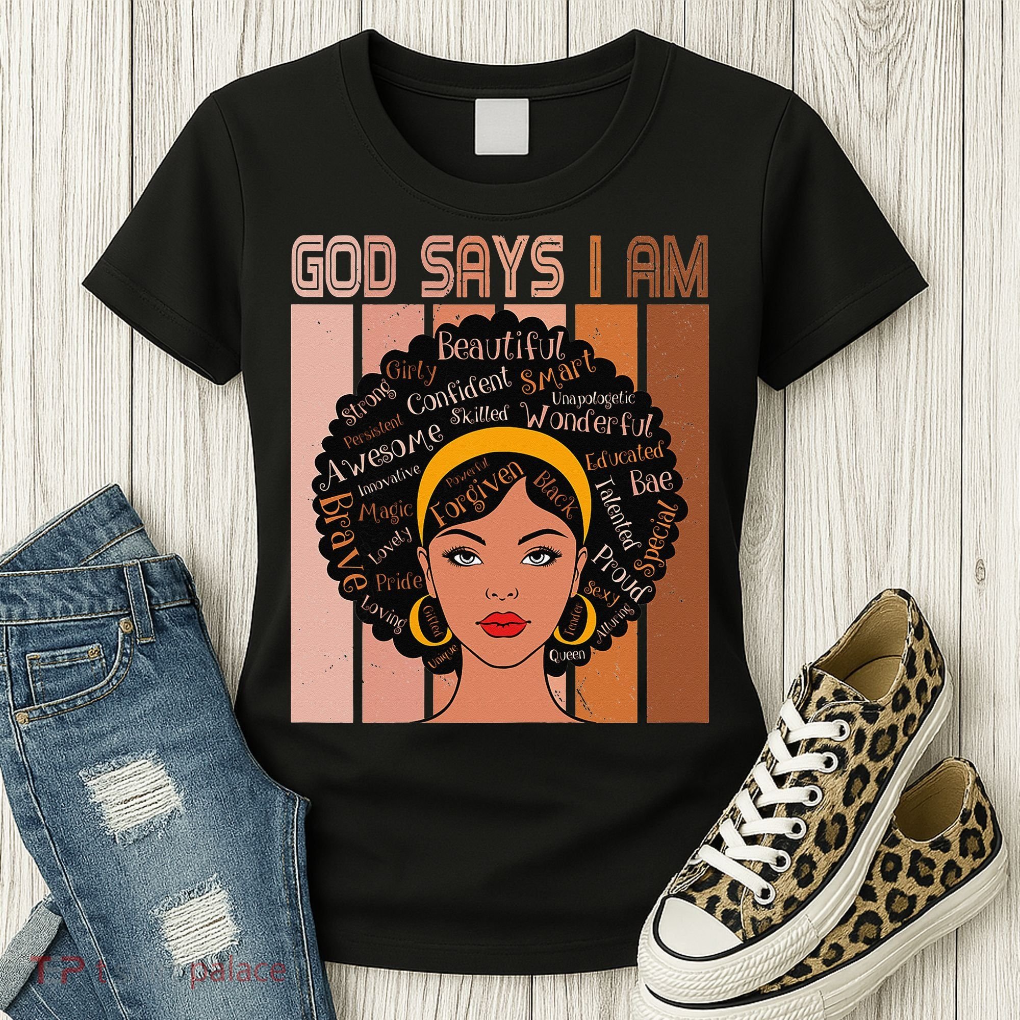 Black Powerful Juneteenth African American God Says I Am Women's T-Shirt