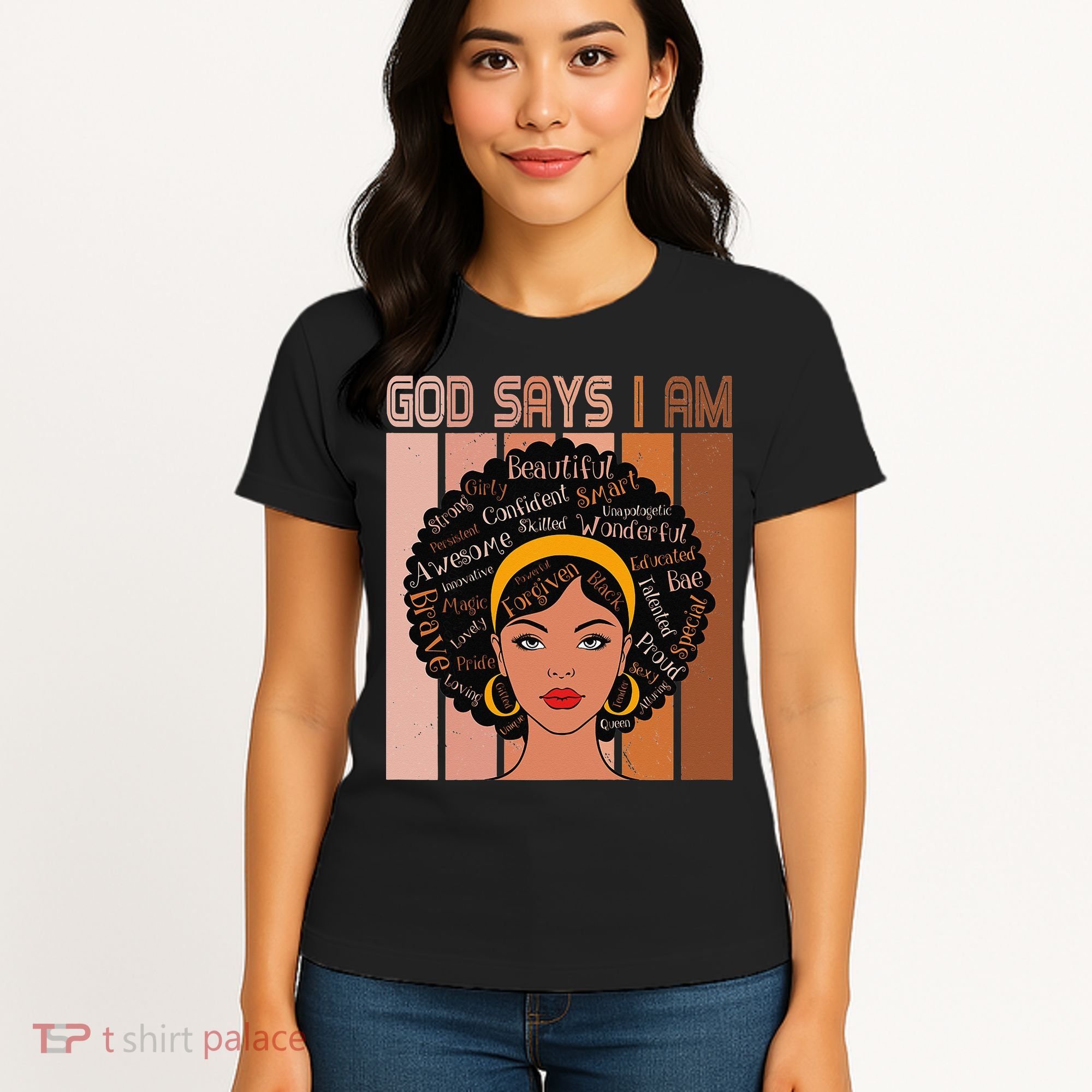 Black Powerful Juneteenth African American God Says I Am Women's T-Shirt