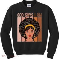 Black Powerful Juneteenth African American God Says I Am Kids Sweatshirt thumb 0