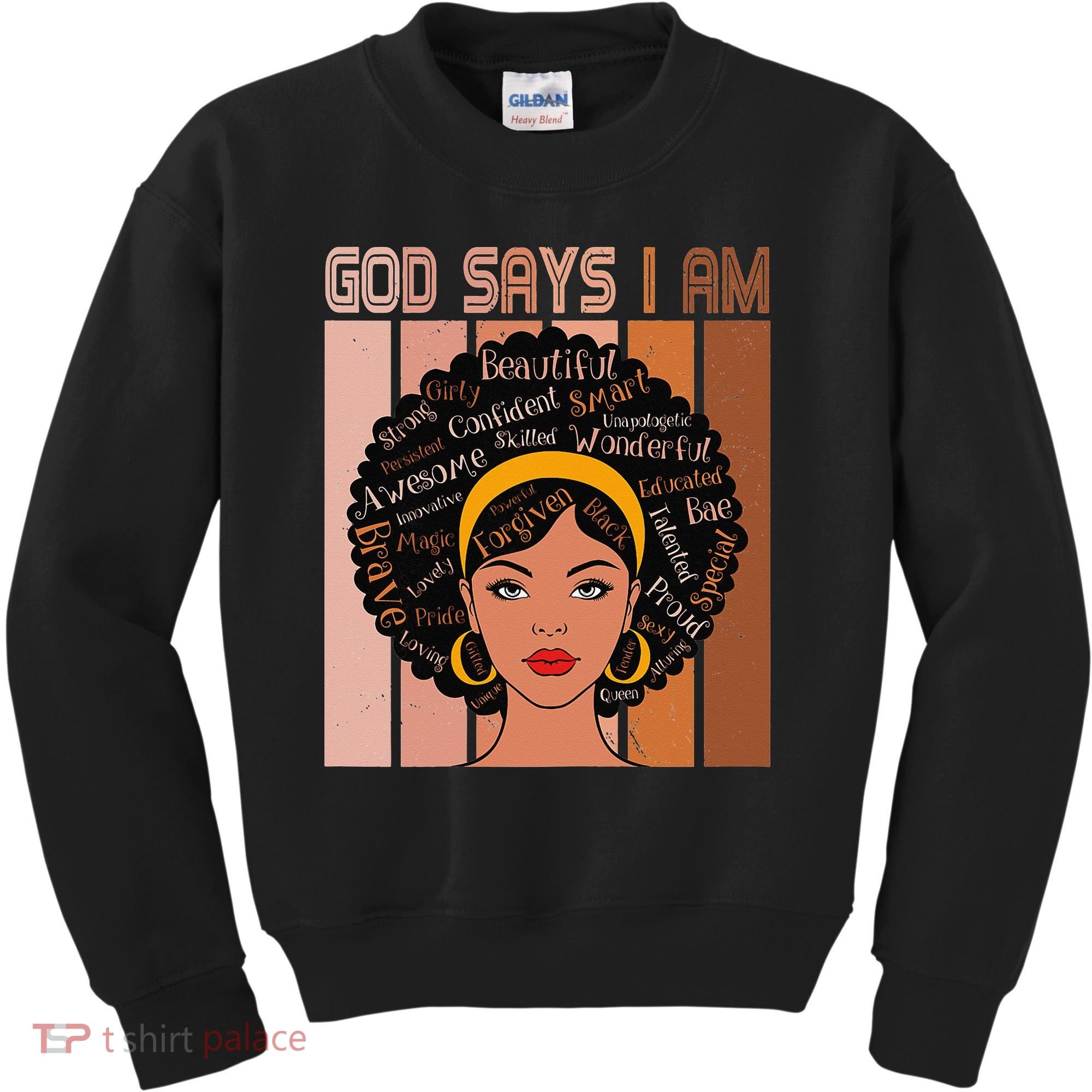 Black Powerful Juneteenth African American God Says I Am Kids Sweatshirt
