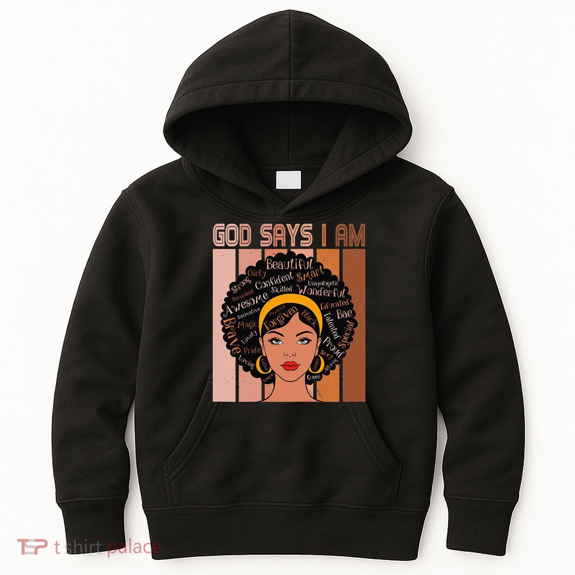 Black Powerful Juneteenth African American God Says I Am Kids Hoodie