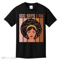 Black Powerful Juneteenth African American God Says I Am Kids T-Shirt thumb 0