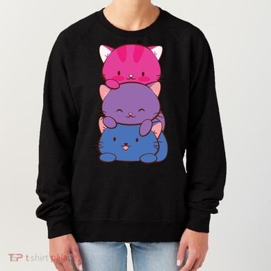 Bisexual Pride Kawaii Kitty Cat Stack Anime Meaningful Gift Women's Sweatshirt