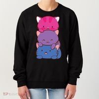 Bisexual Pride Kawaii Kitty Cat Stack Anime Meaningful Gift Women's Sweatshirt thumb 0