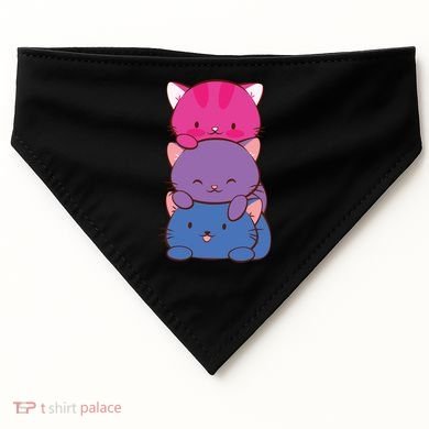 Bisexual Pride Kawaii Kitty Cat Stack Anime Meaningful Gift USA-Made Doggie Bandana