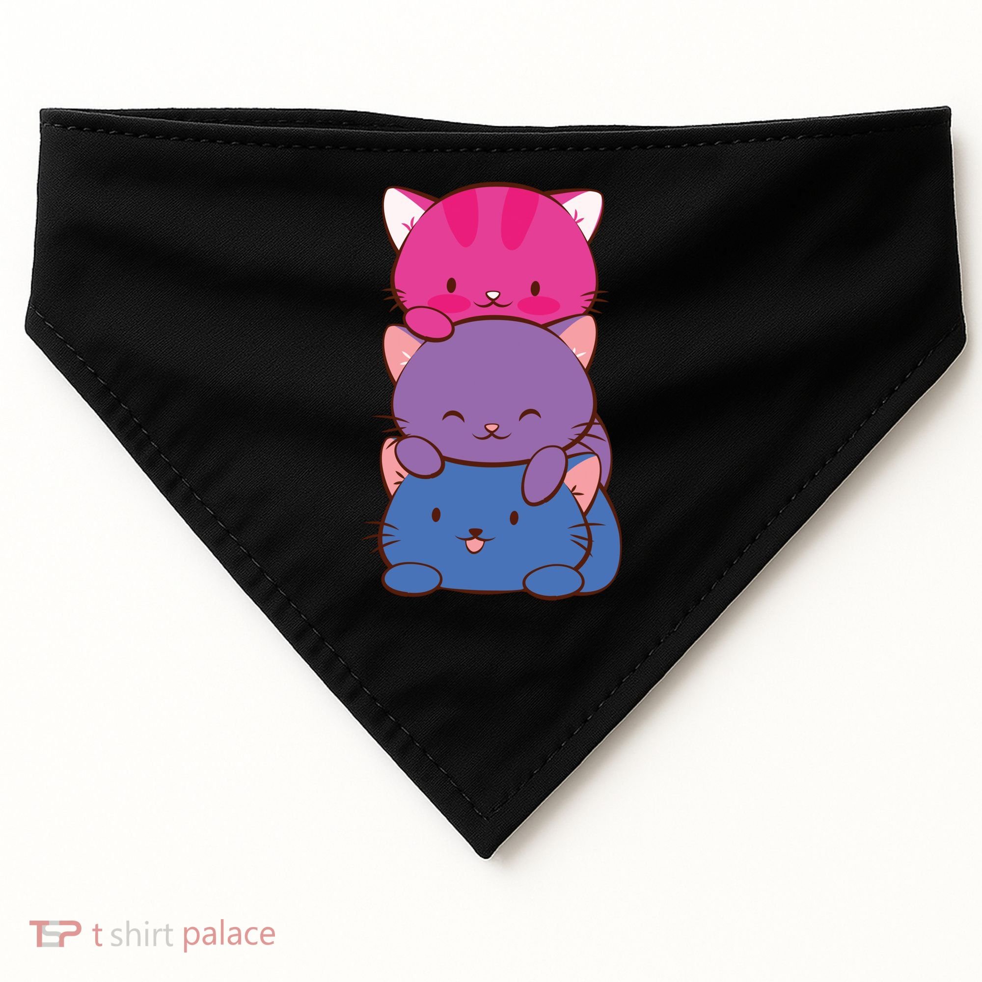 Bisexual Pride Kawaii Kitty Cat Stack Anime Meaningful Gift USA-Made Doggie Bandana