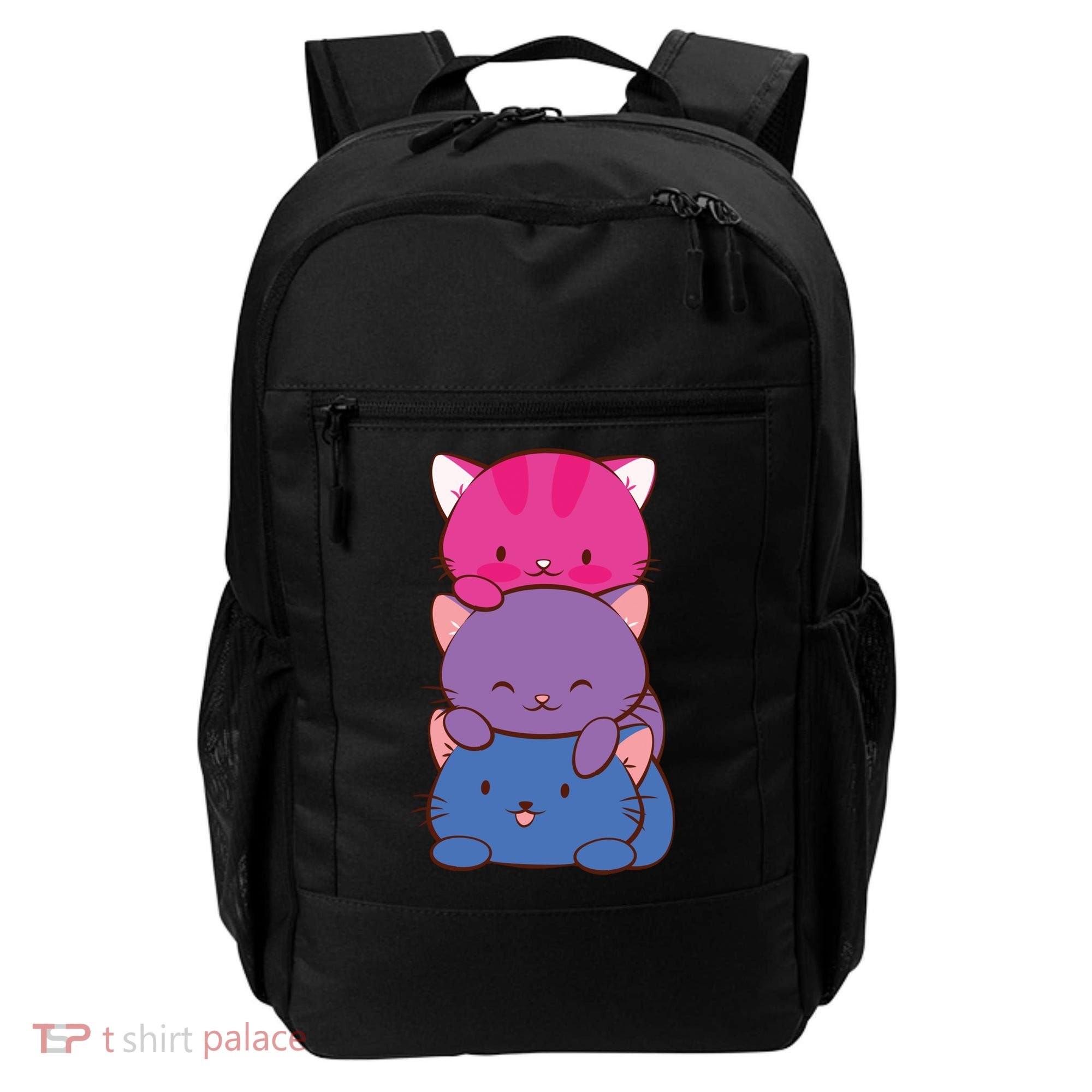 Bisexual Pride Kawaii Kitty Cat Stack Anime Meaningful Gift Backpack