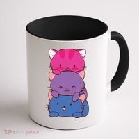 Bisexual Pride Kawaii Kitty Cat Stack Anime Meaningful Gift Coffee Mug thumb 1