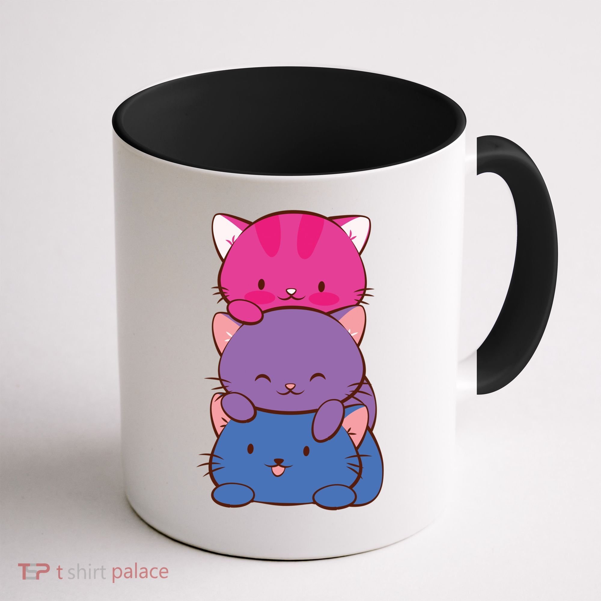 Bisexual Pride Kawaii Kitty Cat Stack Anime Meaningful Gift Coffee Mug