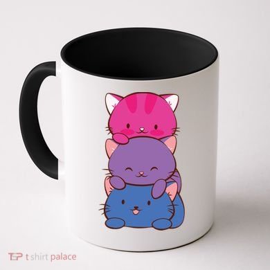 Bisexual Pride Kawaii Kitty Cat Stack Anime Meaningful Gift Coffee Mug