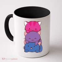 Bisexual Pride Kawaii Kitty Cat Stack Anime Meaningful Gift Coffee Mug thumb 0