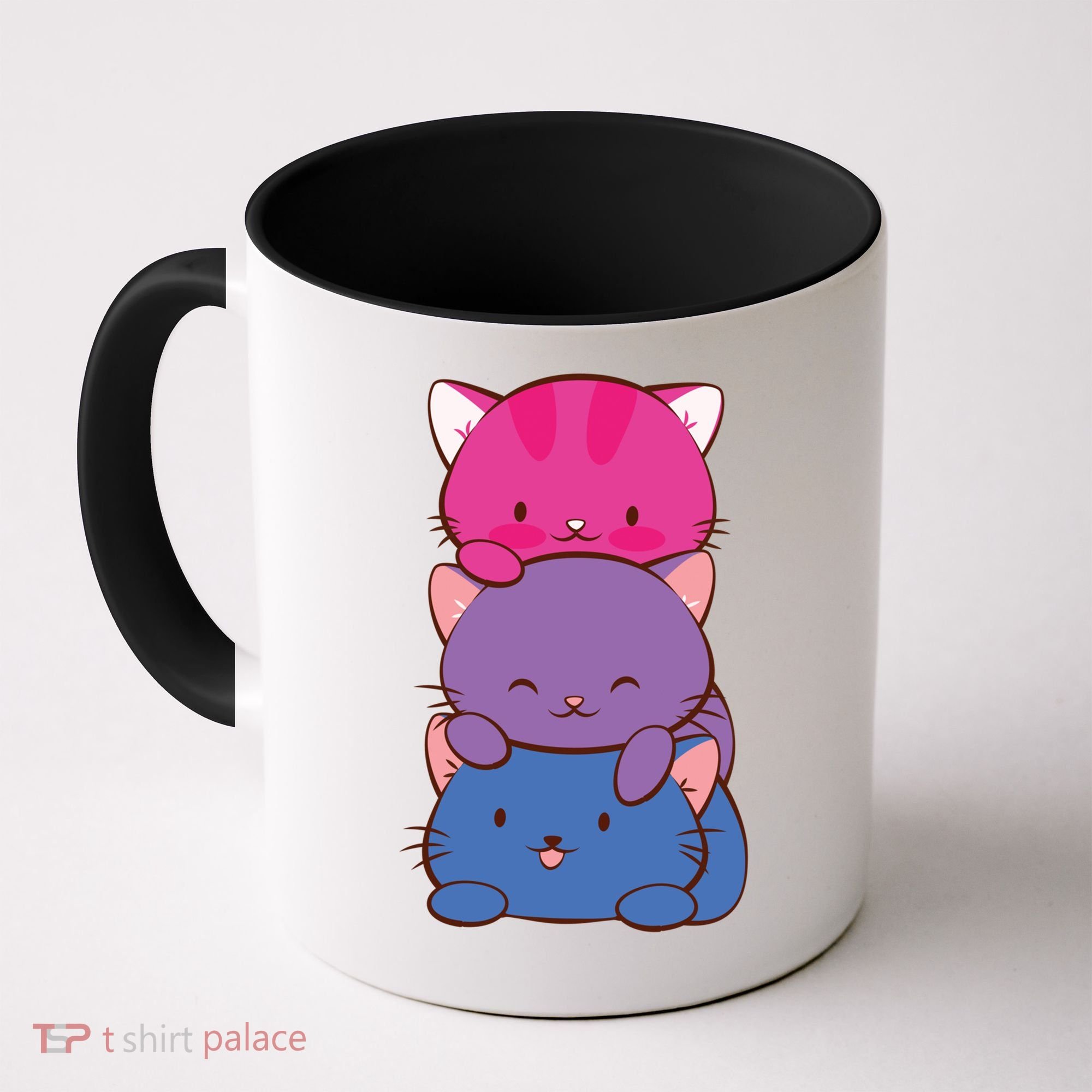 Bisexual Pride Kawaii Kitty Cat Stack Anime Meaningful Gift Coffee Mug
