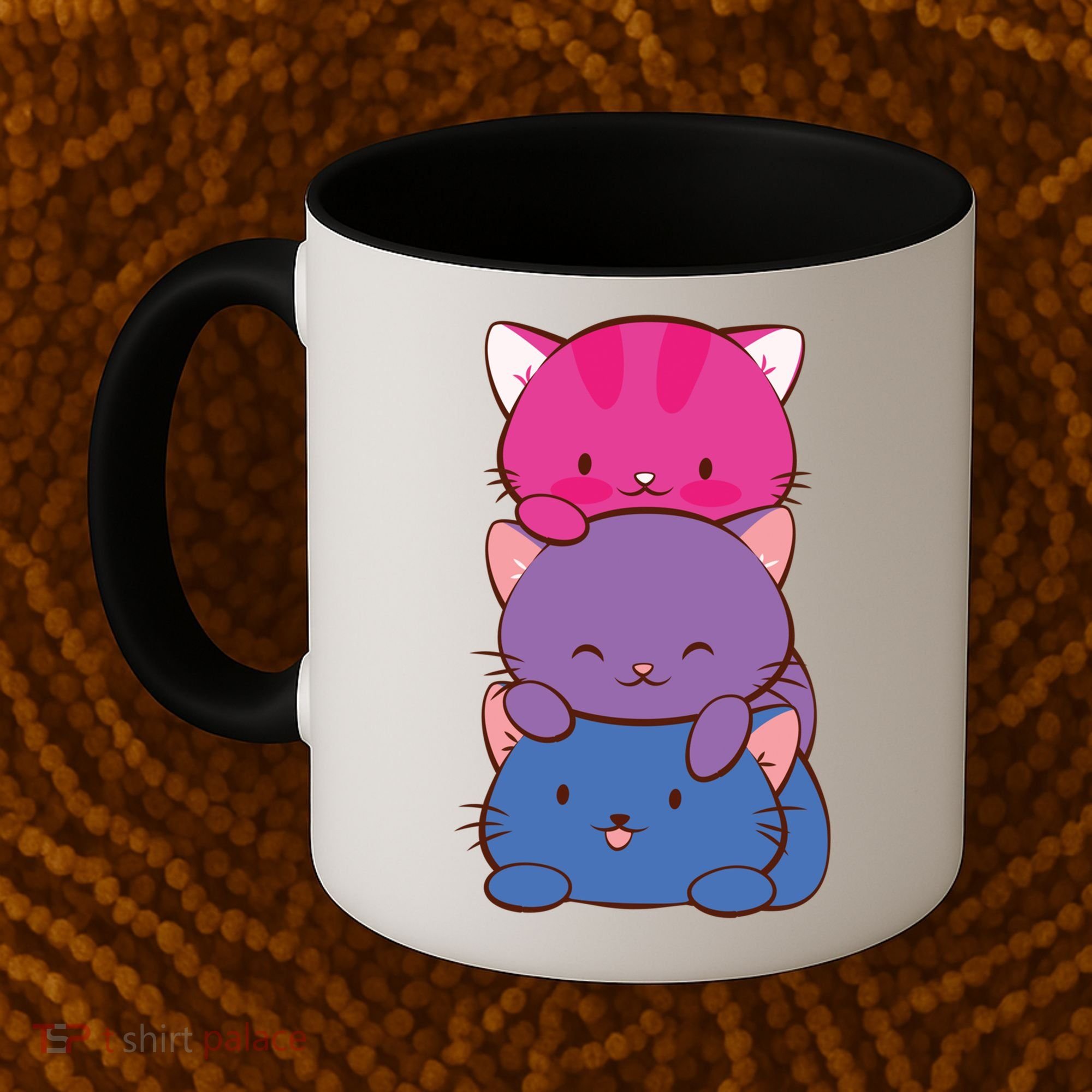 Bisexual Pride Kawaii Kitty Cat Stack Anime Meaningful Gift Coffee Mug