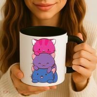Bisexual Pride Kawaii Kitty Cat Stack Anime Meaningful Gift Coffee Mug thumb 3