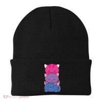 Bisexual Pride Kawaii Kitty Cat Stack Anime Meaningful Gift Beanie thumb 0