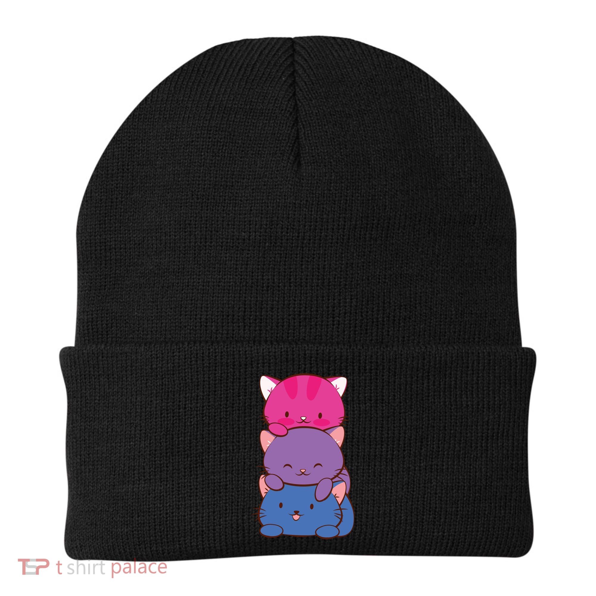 Bisexual Pride Kawaii Kitty Cat Stack Anime Meaningful Gift Beanie