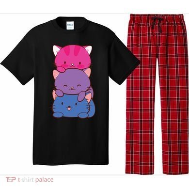 Bisexual Pride Kawaii Kitty Cat Stack Anime Meaningful Gift Pajama Set