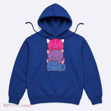 Bisexual Pride Kawaii Kitty Cat Stack Anime Meaningful Gift Hoodie