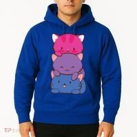 Bisexual Pride Kawaii Kitty Cat Stack Anime Meaningful Gift Hoodie thumb 2