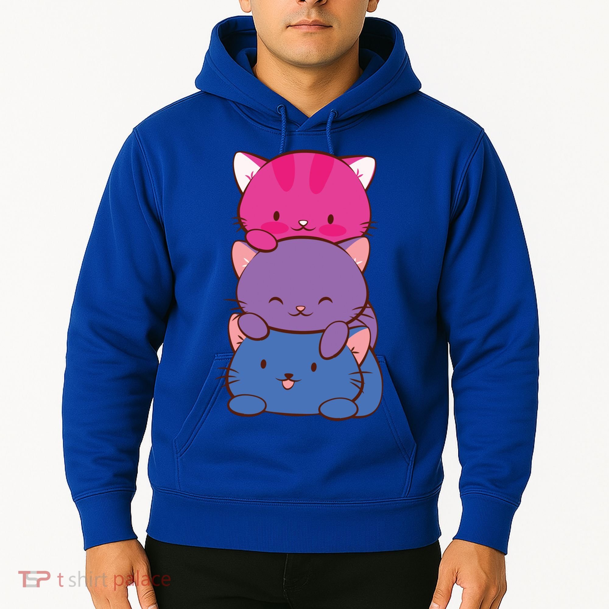 Bisexual Pride Kawaii Kitty Cat Stack Anime Meaningful Gift Hoodie