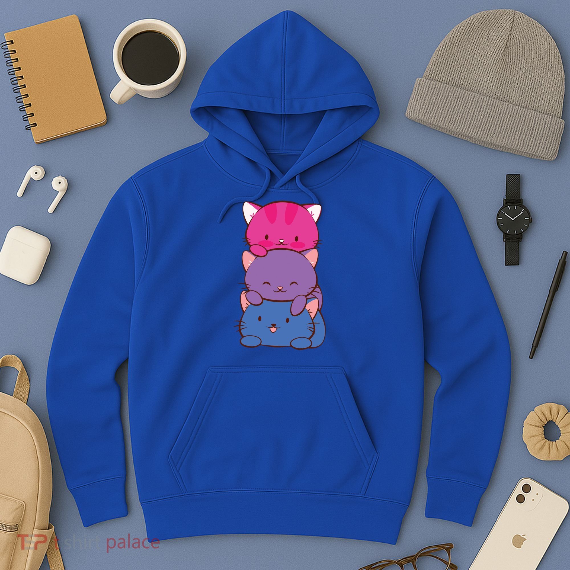 Bisexual Pride Kawaii Kitty Cat Stack Anime Meaningful Gift Hoodie