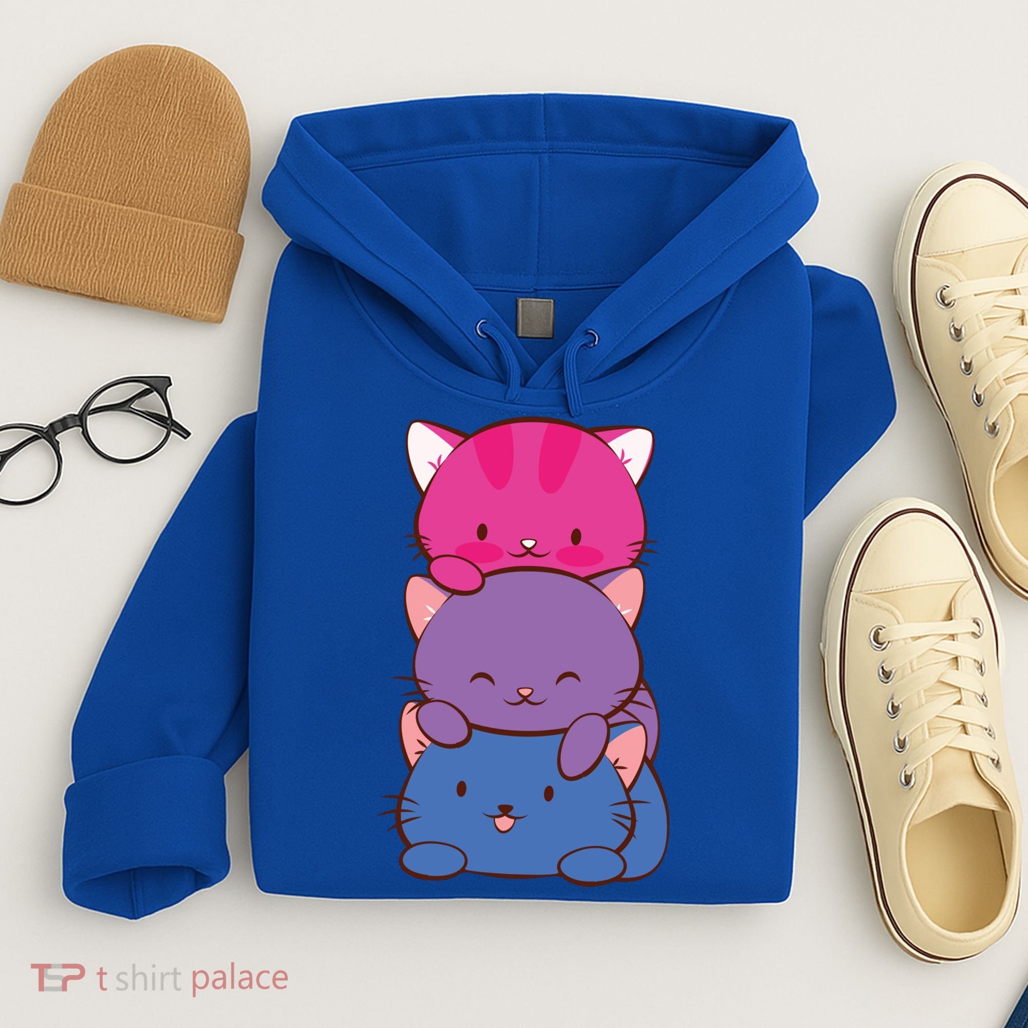 Bisexual Pride Kawaii Kitty Cat Stack Anime Meaningful Gift Hoodie
