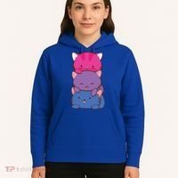 Bisexual Pride Kawaii Kitty Cat Stack Anime Meaningful Gift Hoodie thumb 5